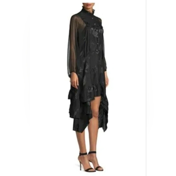 NWT Coach Runway Black Palm Tree Dress RARE Size 4 High Low - Picture 8 of 10